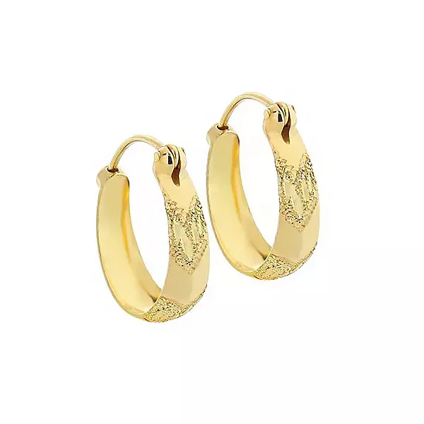 Brinco De Ouro 18k Argola Trabalhada Com Trava M