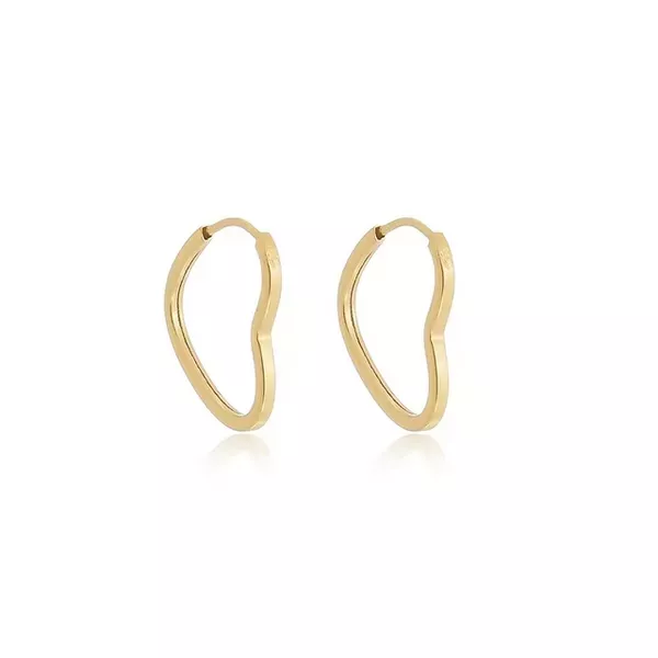 Brinco De Ouro 18k Argola Wide Coração M