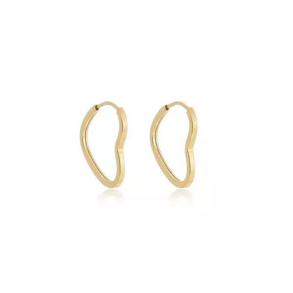 Brinco De Ouro 18k Argola Wide Coração P