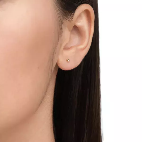 Brinco De Ouro 18k Bolinha De 2,5mm