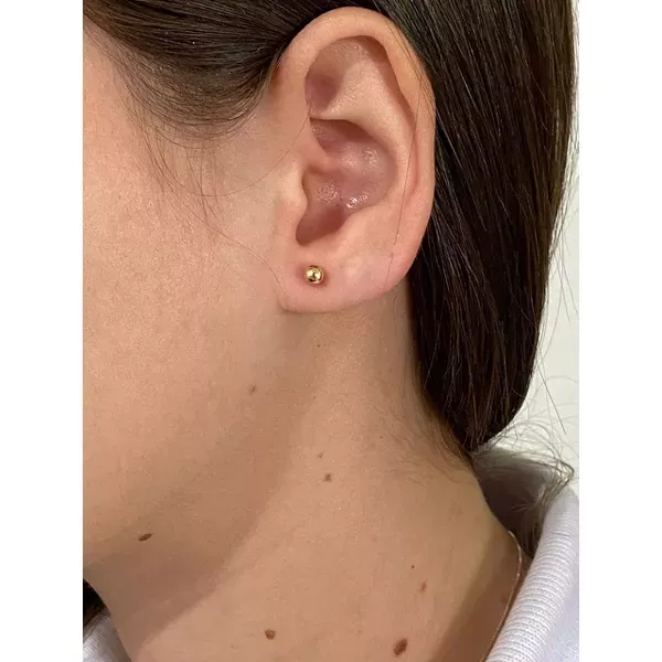 Brinco De Ouro 18k Bolinha De 4mm