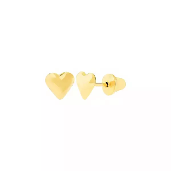 Brinco De Ouro 18k Coração Cheio 5,0mm