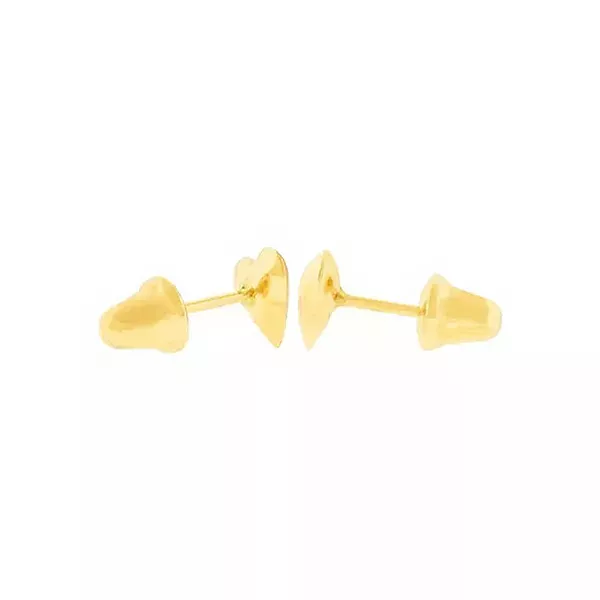 Brinco De Ouro 18k Coração Cheio 5,0mm