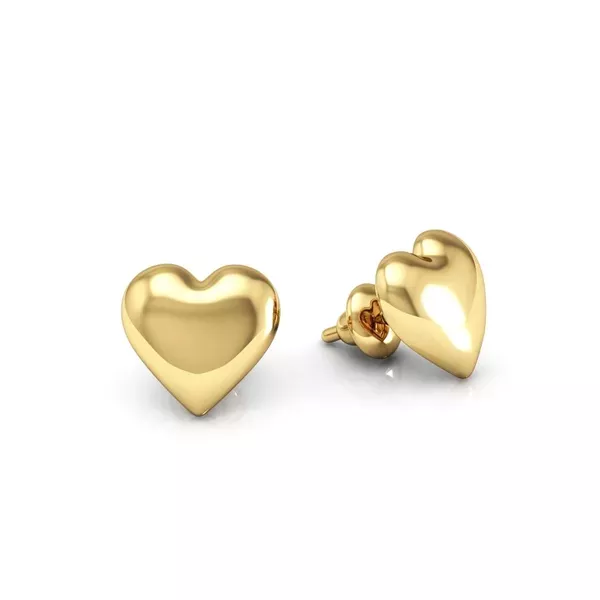 Brinco De Ouro 18k Coração Cheio 6,0mm