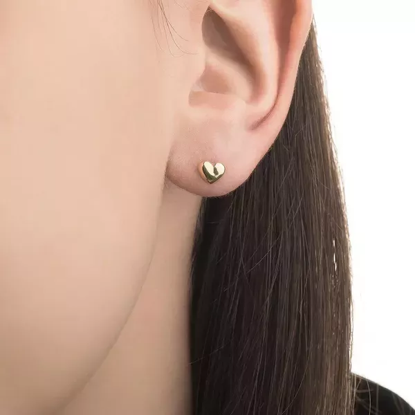 Brinco De Ouro 18k Coração Cheio 6,0mm