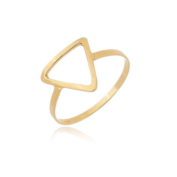 Anel De Ouro 18k Triângulo Vazado