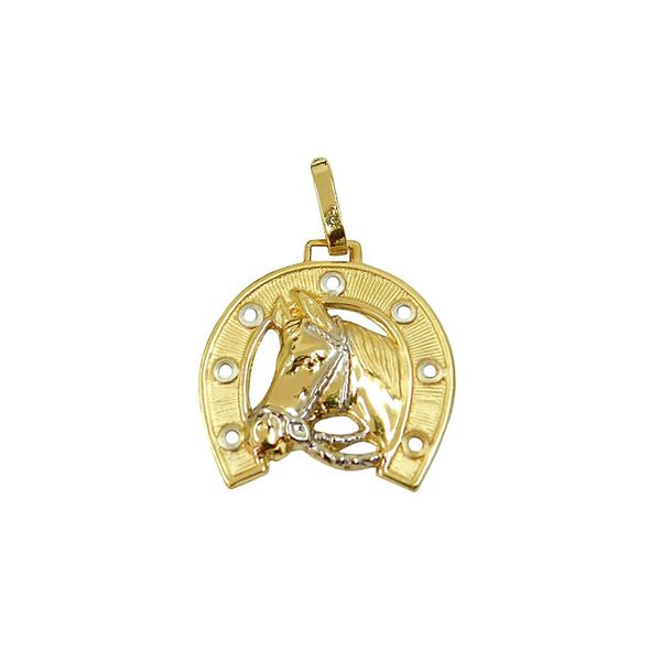 Pingente De Ouro 18k Cavalo Com Ferradura 28mm