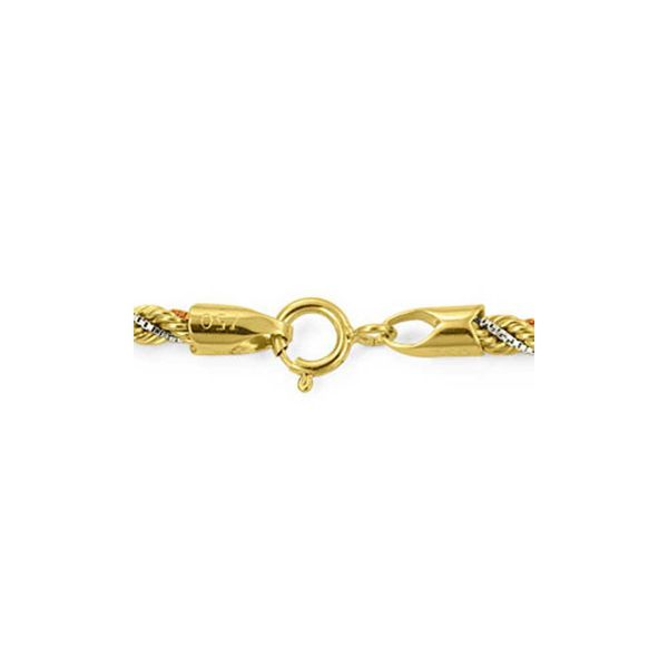 Pulseira De Ouro 18k Corda Tricolor De 4,5mm Com 19cm