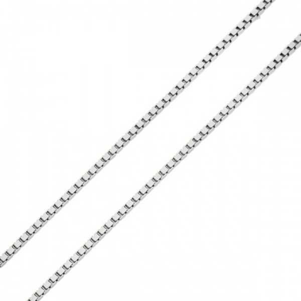Corrente De Ouro Branco 18k Veneziana De 0,7mm Com 50cm