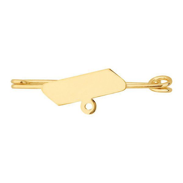 Alfinete de Ouro 18k com plaquinha e suporte de pingente