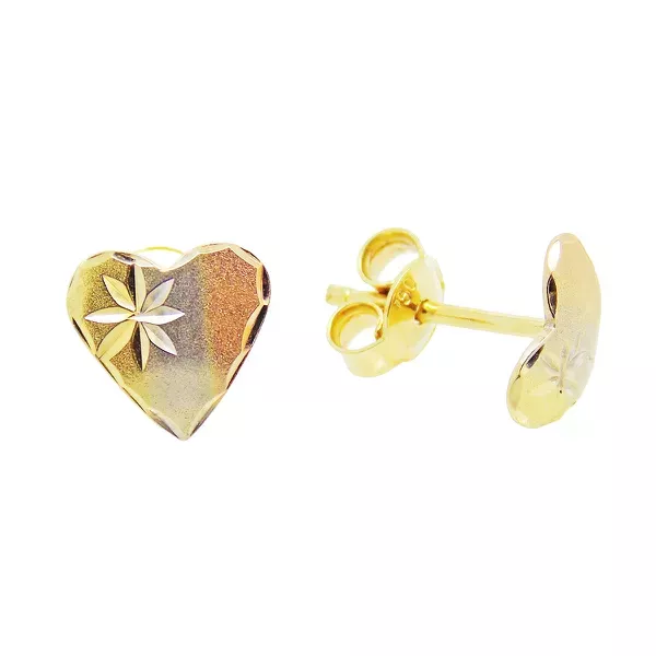 Brinco De Ouro 18k Coração Tricolor