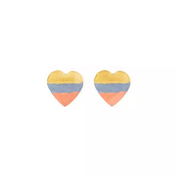 Brinco De Ouro 18k Coraçãozinho Tricolor