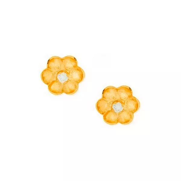 Brinco De Ouro 18k Flor