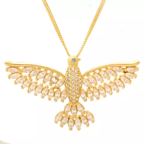 Pingente De Ouro 18k Espírito Santo Com Zircônias