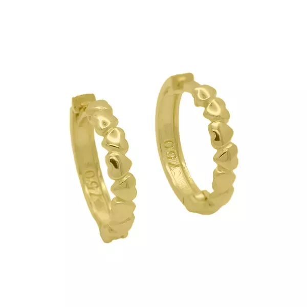 Brinco De Ouro 18k Meia argola amor 