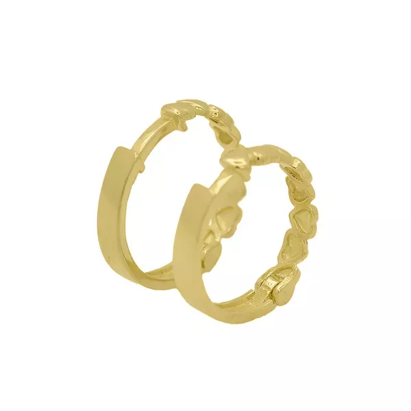 Brinco De Ouro 18k Meia argola amor 