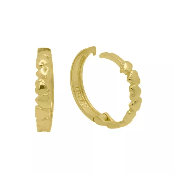 Brinco De Ouro 18k Meia argola amor 