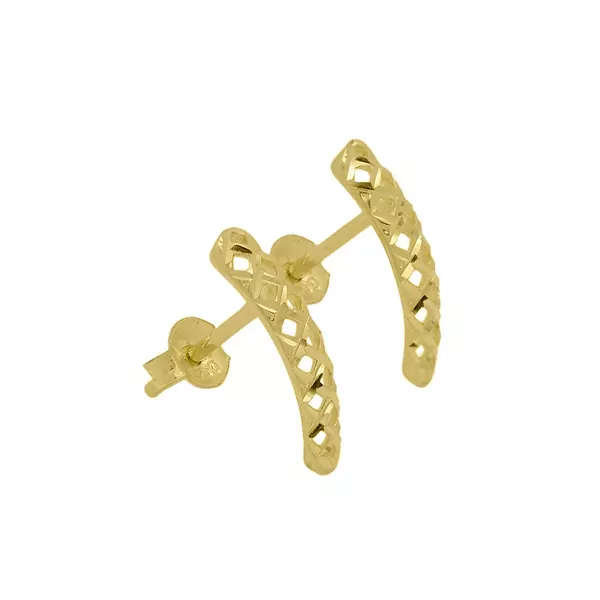 Brinco De Ouro 18k Meia argola Arquinhos
