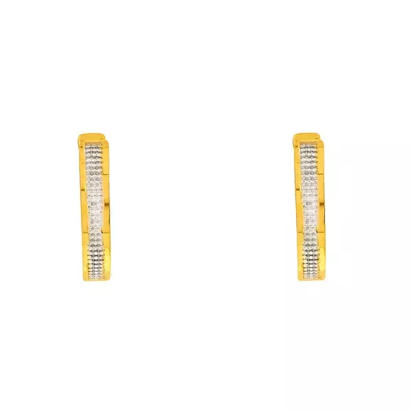 Brinco De Ouro 18k Meia argola Bicolor