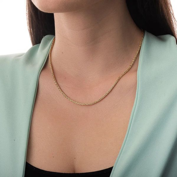 Corrente De Ouro 18k Palmeira De 2,3mm Com 40cm