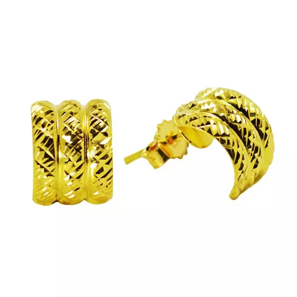 Brinco De Ouro 18k Meia Argola De 10mm