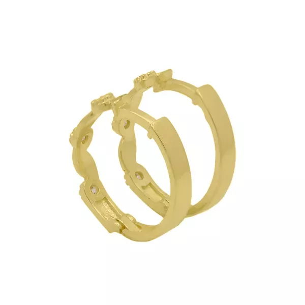 Brinco De Ouro 18k Meia argola Lírio Encantado