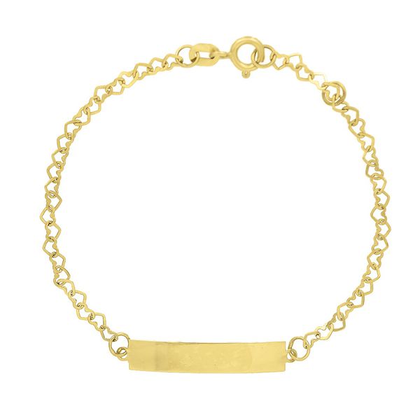 Pulseira Infantil De Ouro 18k Corações Amor De 0,2mm Com 13cm