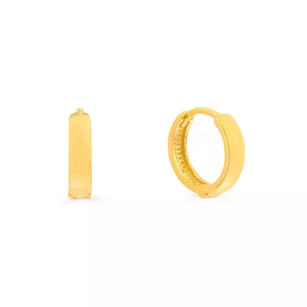 Brinco De Ouro 18k Meia argola Plus P