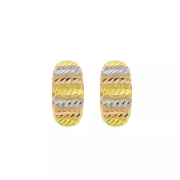 Brinco De Ouro 18k Meia Argola Tricolor de 1,6cm