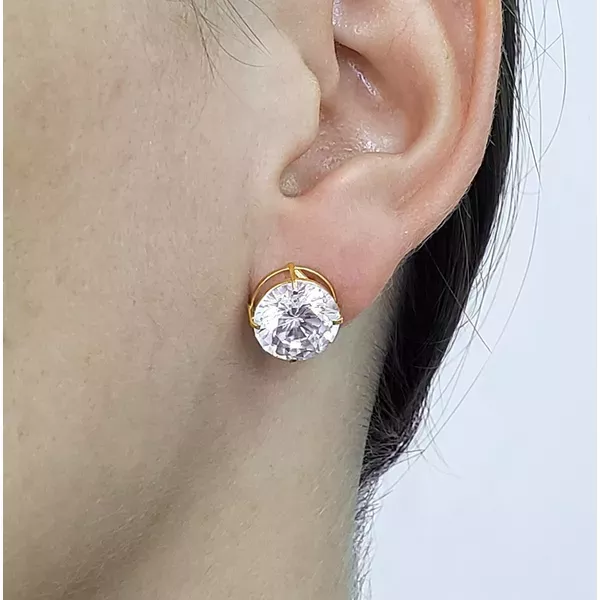 Brinco De Ouro 18k Ponto De Luz 8,0mm