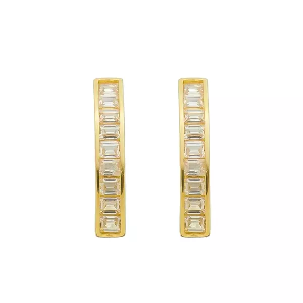 Brinco De Ouro 18k Protea com Zircônias 