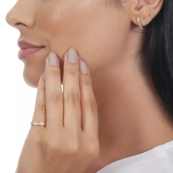 Brinco De Ouro 18k Protea com Zircônias 