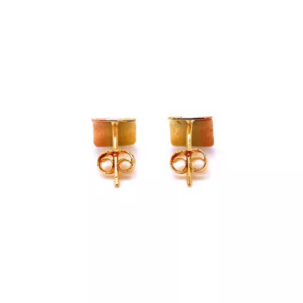 Brinco De Ouro 18k Quadrado Tricolor