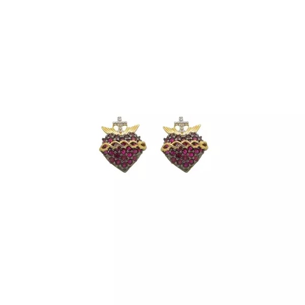 Brinco De Ouro 18k Sagrado Coração De Jesus
