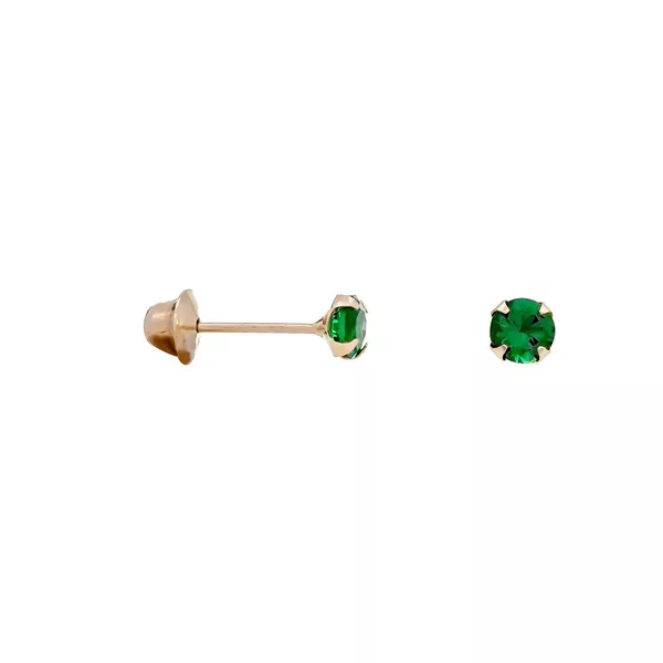 Brinco De Ouro 18k Zircônia Esmeralda De 4mm