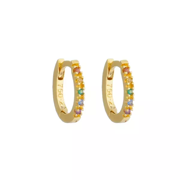 Brinco De Ouro 18k Argola Pequena Arco íris