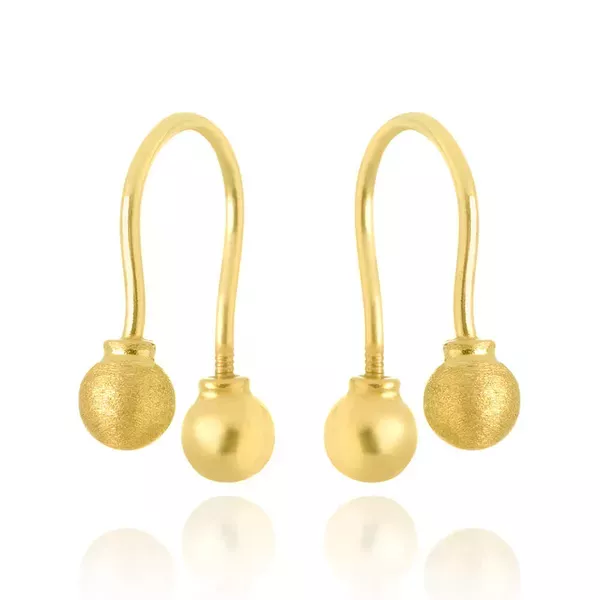 Brinco Infantil De Ouro 18k Anzol Com Bolinhas De 4mm