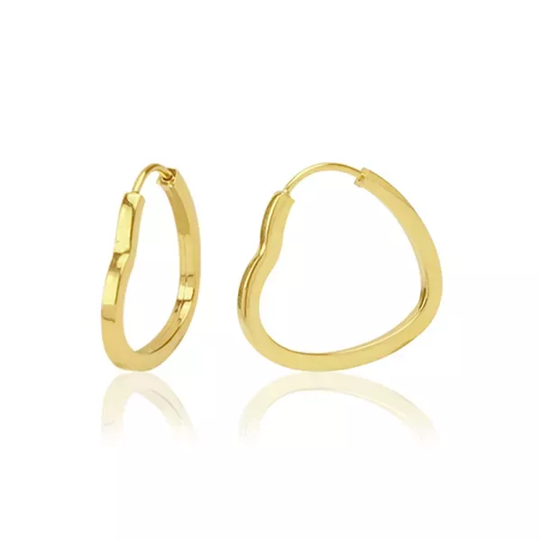 Brinco Infantil De Ouro 18k Argola Coração De 10mm