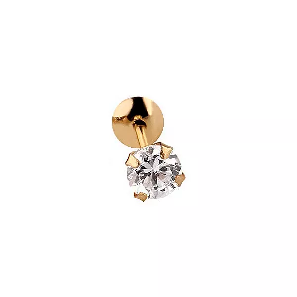 Brinco Masculino Individual De Ouro 18k Zircônia De 3mm