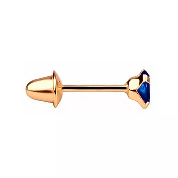 Brinco Masculino Individual De Ouro 18k Zircônia Safira De 4mm
