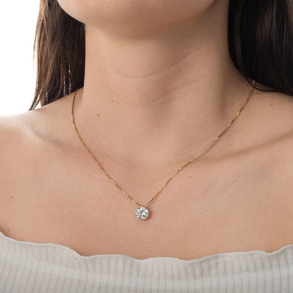 Pingente Ponto De Luz De Ouro 18k Com Zircônia De 9mm