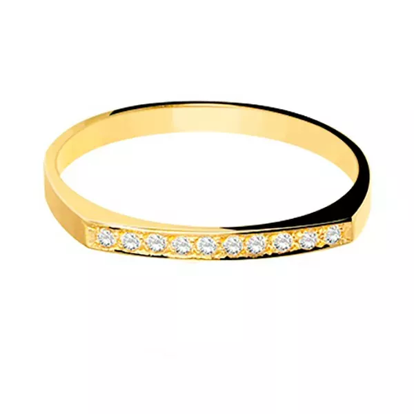 Anel De Ouro 18k Chapinha Cravejada