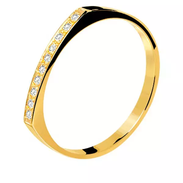 Anel De Ouro 18k Chapinha Cravejada