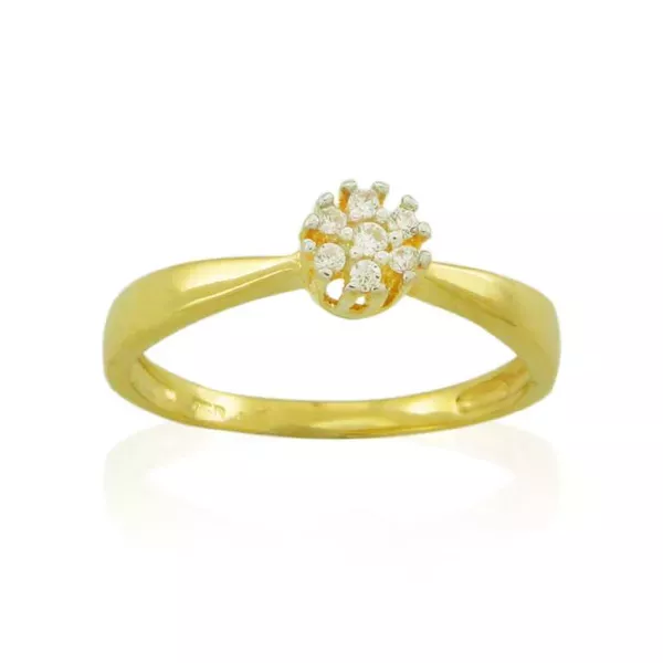 Anel De Ouro 18k Chuveirinho Com Zircônias