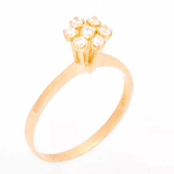 Anel De Ouro 18k Chuveiro Com 7 Zircônias