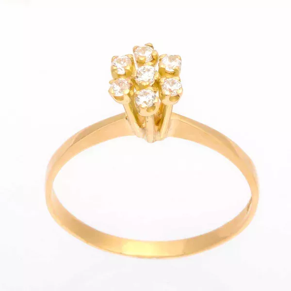 Anel De Ouro 18k Chuveiro Com 7 Zircônias