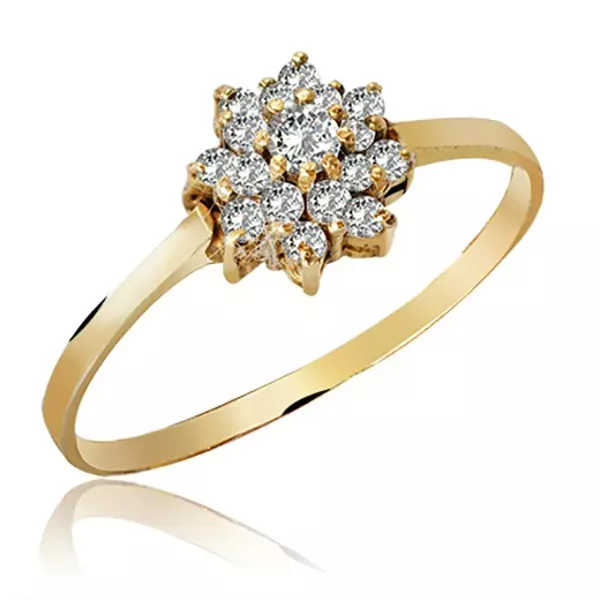 Anel De Ouro 18k Chuveiro Flor Com Zircônias