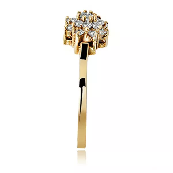 Anel De Ouro 18k Chuveiro Flor Com Zircônias