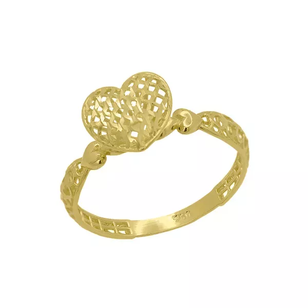Anel de Ouro 18k Coração Diamantado