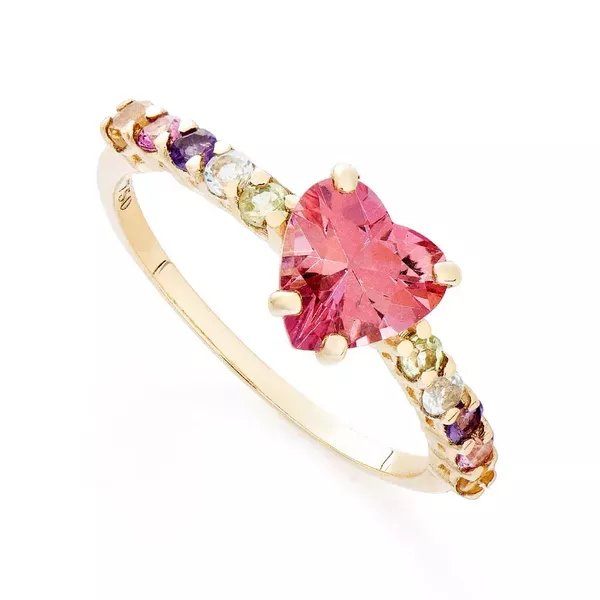 Anel de ouro 18k Coração Harmonia Com Zircônias